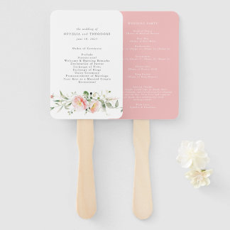 Wildblume Rosa Wasserfarbe Elegantes Hochzeitsprog Fächer