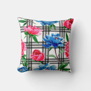 Wildblume Rot und Blau Blume Muster in Kissen