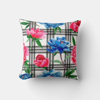 Wildblume Rot und Blau Blume Muster in Kissen