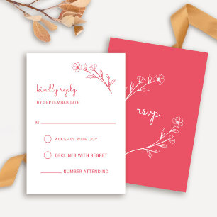 Wildblume-RSVP-Karte in Rose Rot RSVP Karte
