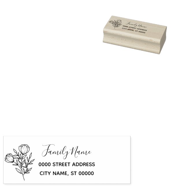 Wildblume Rücksendeadresse Gummi Briefmarke Gummistempel (Stempel)