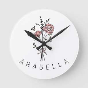 Wildblume Runde Wanduhr