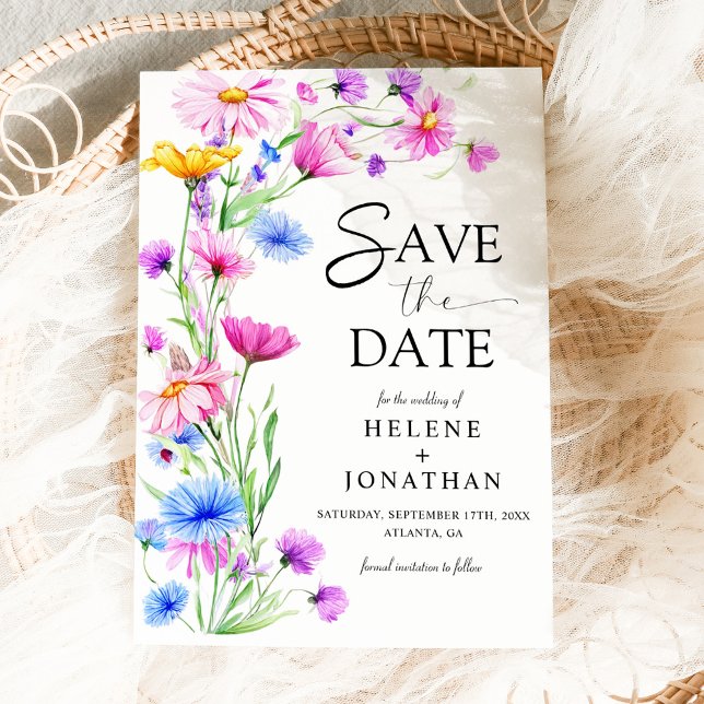 Wildblume Rustic Boho Wasserfarben Elegante Hochze Save The Date (Wildflower Rustic Boho Watercolor Elegant Wedding Save The Date)