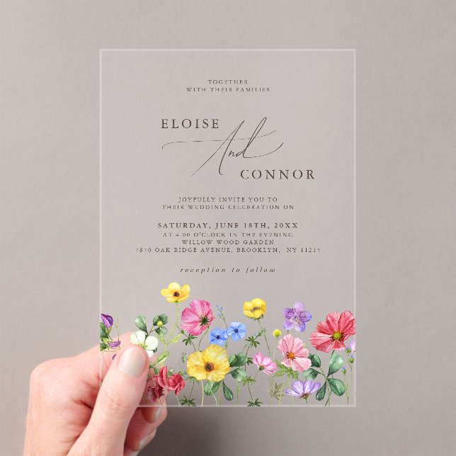 Wildblume Rustic Chic Floral Boho Country Wedding Acryleinladungen (Insitu (Handheld))