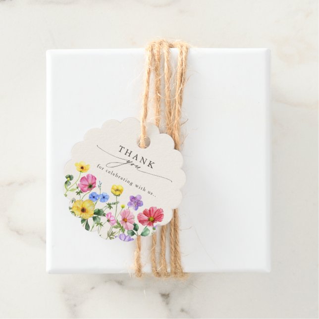 Wildblume Rustic Chic Floral Boho Country Wedding Geschenkanhänger (Beispiel)