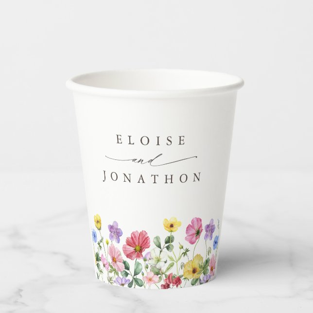 Wildblume Rustic Chic Floral Boho Country Wedding Pappbecher (Vorderseite)