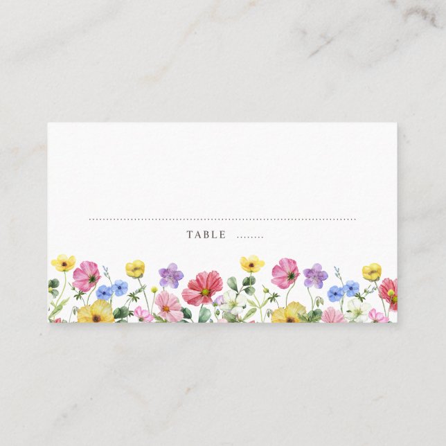 Wildblume Rustic Chic Floral Boho Country Wedding Platzkarte (Rückseite)