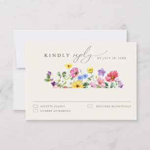Wildblume Rustic Chic Floral Boho Country Wedding RSVP Karte