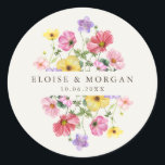 Wildblume Rustic Chic Floral Boho Country Wedding Runder Aufkleber<br><div class="desc">Feiern Sie Ihre Liebe mit diesen stilvollen Blumenaufklebern mit einem zauberhaften Aquarell-Wildschwein-Design und einer modernen Kalligraphie-Schrift. Die Umschlag Aufkleber sind mit einem Blume aus Blumen und versehen. Dieses Design ist perfekt für eine Gartenhochzeit, eine Feier im Freien oder eine rustikale Boho-Feier geeignet und verbindet wunderschöne Blumenelemente mit zeitloser Eleganz. Ideal...</div>