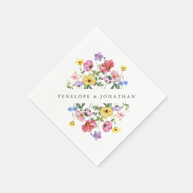 Wildblume Rustic Chic Floral Boho Country Wedding Serviette (Ecke)
