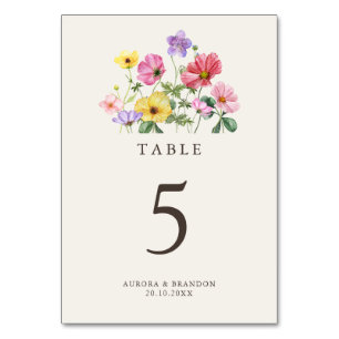 Wildblume Rustic Chic Floral Boho Country Wedding Tischnummer