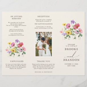 Wildblume Rustic Chic Floral Boho Hochzeitsprogram