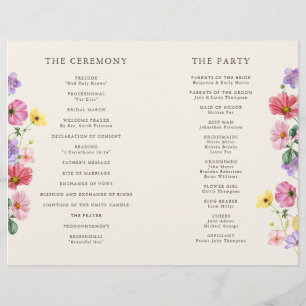 Wildblume Rustic Chic Floral Boho Hochzeitsprogram