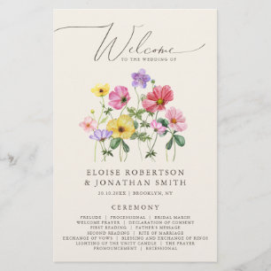 Wildblume Rustic Chic Floral Boho Hochzeitsprogram