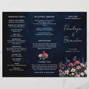 Wildblume Rustic Country Tri Fold Wedding Programm