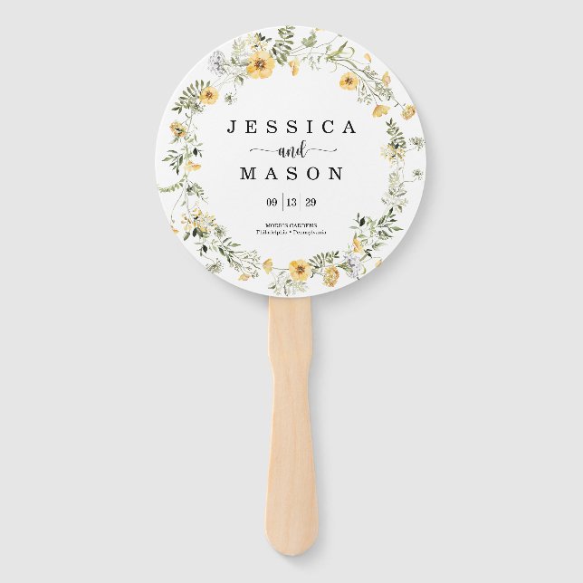 Wildblume Rustic Round Wedding Program Fan Fächer (Vorderseite)