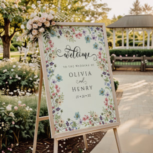 Wildblume Rustikale Blumenhochzeit Begrüßung Poster
