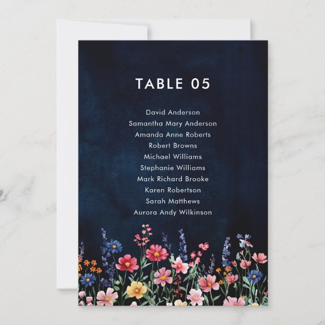 Wildblume Rustikale Boho Sitzkarte Einladung (Vorderseite)