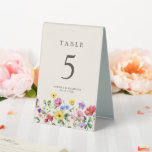 Wildblume Rustikale Chic Floral Boho Ländernummer Tischaufsteller<br><div class="desc">Feiern Sie Ihre Liebe mit dieser eleganten, blumengeschmückten Hochzeitsfeier-Tischnummer mit einem charmanten Aquarell-Wild-Blume-Design und einer modernen Kalligraphie. Dieses Design ist perfekt für eine Gartenhochzeit, eine Feier im Freien oder eine rustikale Boho-Feier geeignet und verbindet wunderschöne Blumenelemente mit zeitloser Eleganz. Ideal für Hochzeiten im Sommer oder Frühling, das lebendige botanische Kunstwerk...</div>