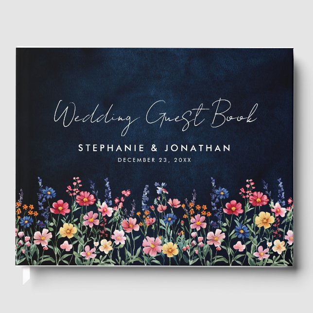 Wildblume Rustikale Hochzeit der Boho-Seestreitkrä Gästebuch (Vorderseite)