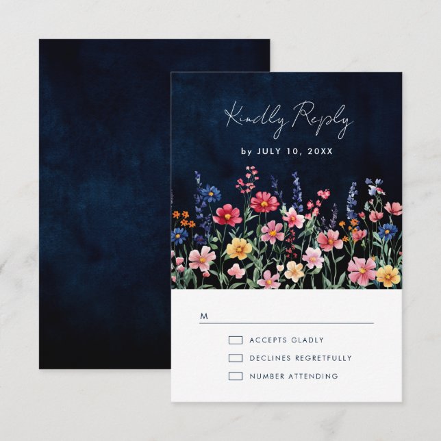 Wildblume Rustikale Hochzeit der Boho-Seestreitkrä RSVP Karte (Vorne/Hinten)