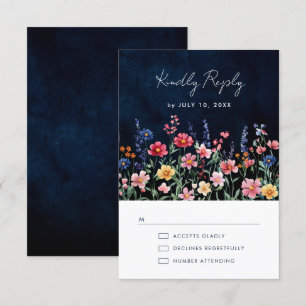 Wildblume Rustikale Hochzeit der Boho-Seestreitkrä RSVP Karte