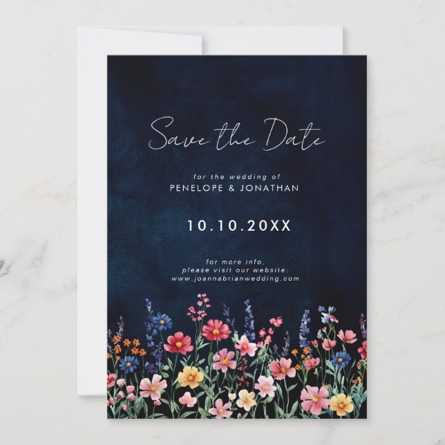 Wildblume Rustikale Hochzeit der Boho-Seestreitkrä Save The Date (Vorderseite)
