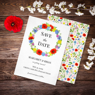 Wildblume Rustikale Hochzeit mit farbenfrohen Blum Save The Date