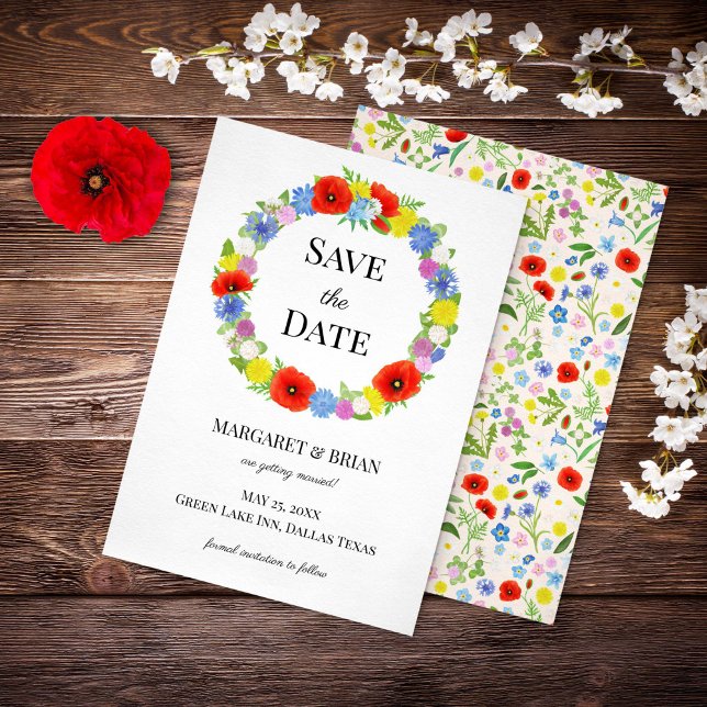 Wildblume Rustikale Hochzeit mit farbenfrohen Blum Save The Date (Wildflower Rustic Country Colorful Floral Wedding Save The Date)