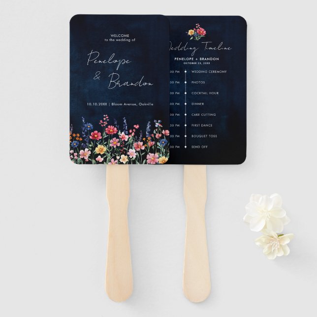 Wildblume Rustikale Hochzeitszeitschrift für die S Fächer (Vorne und Hinten)