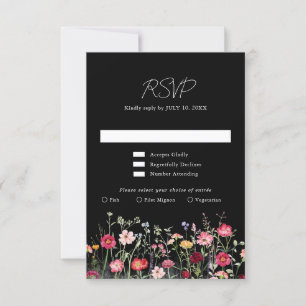 Wildblume Rustikaler Garten Hochzeit RSVP Karte