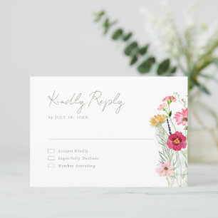 Wildblume Rustikaler Garten Hochzeit RSVP Karte