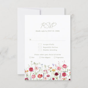 Wildblume Rustikaler Garten Hochzeit RSVP Karte