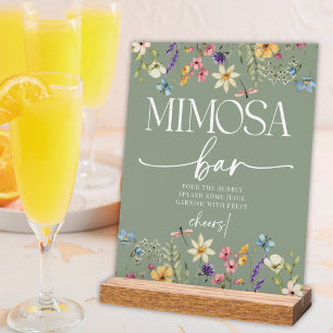 Wildblume Sage Brautparty Mimosa Bar Signa Acrylschild