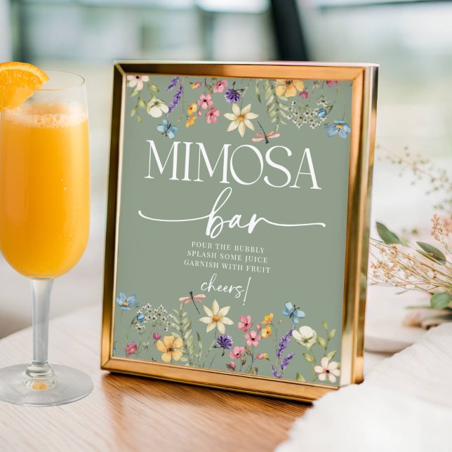 Wildblume Sage Brautparty Mimosa Bar Signa Poster (Von Creator hochgeladen)
