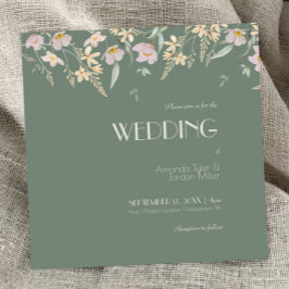 Wildblume Sage Deko Square Wedding Einladung