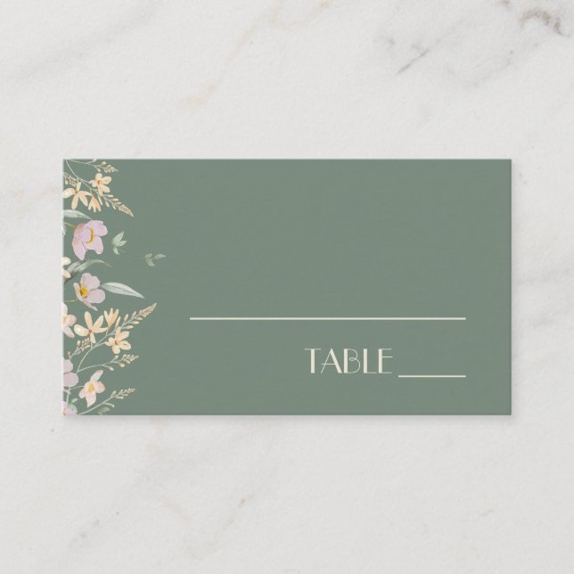 Wildblume Sage Deko Wedding Platzkarte (Vorderseite)