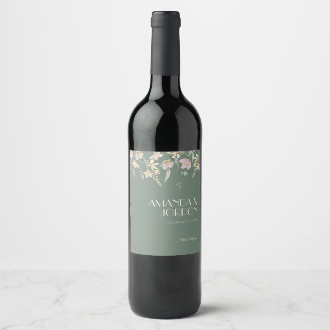 Wildblume Sage Deko Wedding Wine Label Weinetikett (Vorderseite)