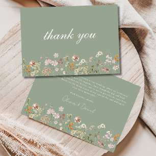 Wildblume Sage Green Boho Hochzeit Dankeskarte