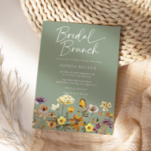Wildblume Sage Green Bridal Brunch Einladung