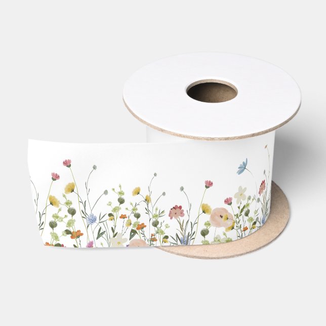 Wildblume Satin Ribbon, Sommerfeld Blume Satinband (Spule)