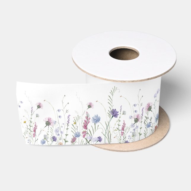 Wildblume Satin Ribbon, weich Lila Rosa Töne Satinband (Spule)