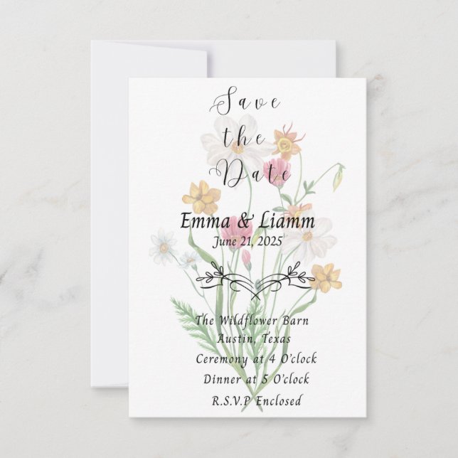 Wildblume Save the Date Einladung (Vorderseite)