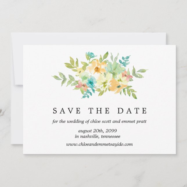 Wildblume Save the Date Karte mit Foto-Rückseite (Vorderseite)