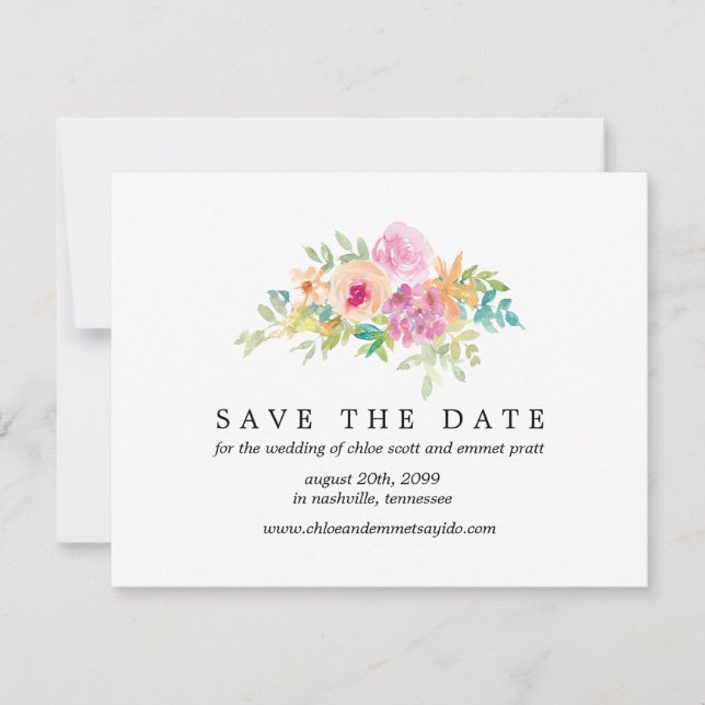 Wildblume Save the Date Karte mit Foto-Rückseite (Vorderseite)