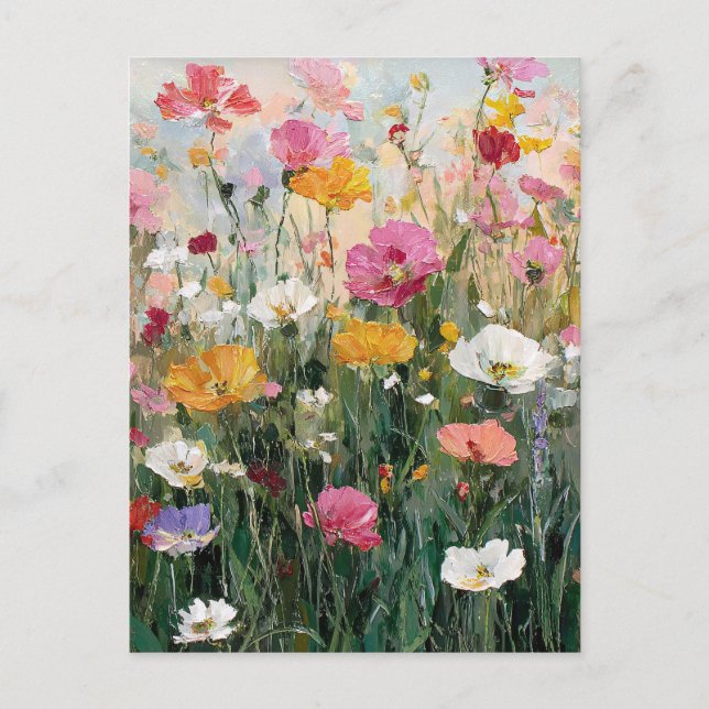Wildblume Schattenfarbene Ölgemälde Postkarte (Vorderseite)