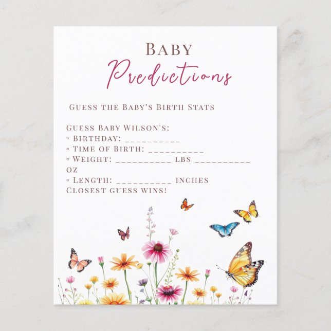 Wildblume Schmetterlinge Kinderdusche Vorhersage (Vorderseite)