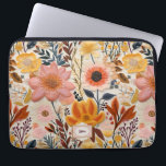 Wildblume Schönes Orange und rosa Monogramm Laptopschutzhülle<br><div class="desc">Ein wunderschönes,  orangefarbenes,  gelbes und rosa Imitat mit bestickter Blume,  mit einem Spot,  um ein Monogramm hinzuzufügen. Das sind schöne und zeitlose Accessoires!</div>
