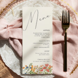 Wildblume Script Modern Wedding Menu Menükarte
