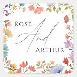 Wildblume Script Wedding Classic Round Sticker